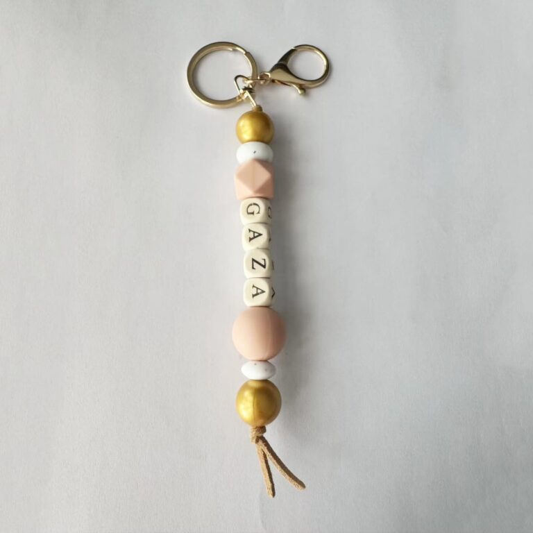Gaza Block Key Chain - Gold Pink Gaza block