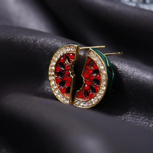 Jeweled Watermelon Earrings - Watermelon Studded