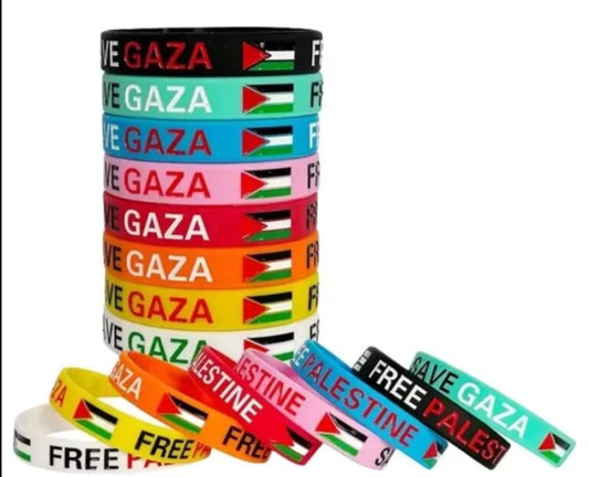 Assorted Free Palestine Save Gaza Rubber Bracelets - Black Rubber Bracelet